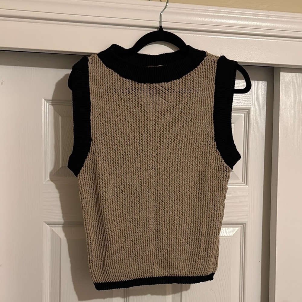 ASOS Sleeveless Knit Top in Tan and Black